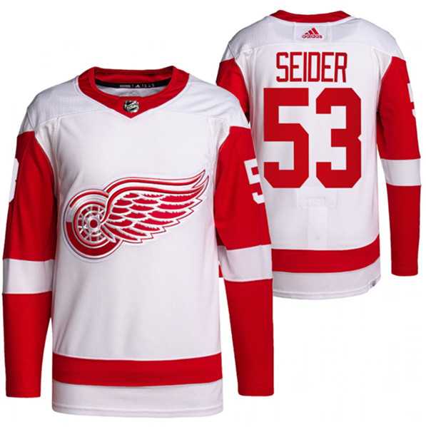 Men%27s Detroit Red Wings #53 Moritz Seider White Stitched Jersey Dzhi->detroit red wings->NHL Jersey